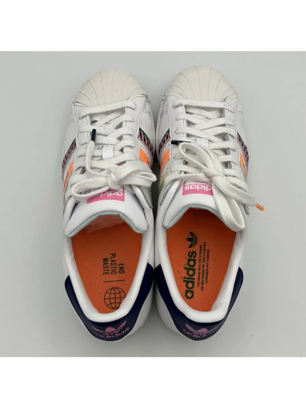 Adidas Superstar Sneakers Women’s White Orange Size 8.5 Shoes GW9783